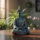 Estátua Buda Sidarta Meditando Azul Dourado Resina 23 Cm ! -