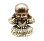 Estátua Buda Surdinho Estatueta Monge 9 cm Dourado