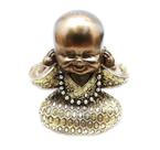 Estátua Buda Surdinho Estatueta Monge 9 cm Dourado