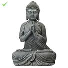 Estatua Buda Tibetano Orando Cinza Concreto Zen Resina 46cm