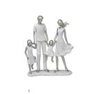 Estátua Casal Com Duas Filhas Em Resina Branco Com Prata