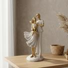 Estátua Casal com Filha Cinza Efeito Granito 26cm Decoração Sala VÁRIAS VARIEDADES