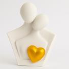 Estatua Casal namorados pequeno branco c/ dourado 3D - 12 cm