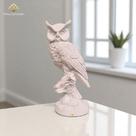 Estátua Coruja Decorativa em Gesso 25 cm Pintada de Branco AVB DECOR