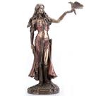 Estátua da deusa celta Morrigan com design veronês com corvo de 26 cm