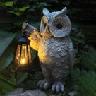Estatua de Búho Solar para Jardín GUANFU con Luz LED de Resina para Exterior