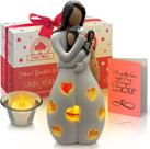 Estátua de castiçal OakiWay para mãe e filha com vela LED