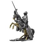 Estátua de cavaleiro vintage a cavalo, escultura em resina de 12,5 cm