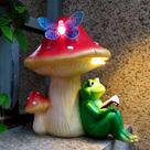 Estátua de cogumelo Solar Frog RCTTICUU LED para decoração externa
