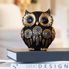 Estátua de decoração de casa TOHLUCS Vintage Black Owl with Evil Eye