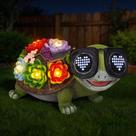 Estátua de decoração de jardim de tartaruga movida a energia solar com luzes LED