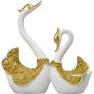 Estátua de escultura Romantic Swan Couple Resin 19 cm European