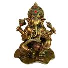 Estátua de Ganesha Dourado da Prosperidade - 23cm x 17cm