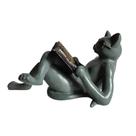 Estátua de gato WBTY Literary Cat Ornaments Lendo Cat com óculos
