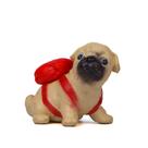 Estátua de jardim, pug fofo com mochila vermelha, escultura em resina de 3 cm Estátua de jardim, pug fofo com mochila vermelha, escultura em resina de 3 cm