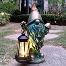 Estátua de jardim solar RCTTICUU Gnome com lanterna 30x19x14cm