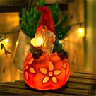 Estátua de jardim WONDHOME Solar Pumpkin Gnome com luzes LED