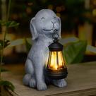 Estatua de Jardín Solar en Forma de Perro HSLILIMING Impermeable para Decoración Exterior