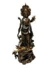 Estátua de Kuan Yin e Dragão em Resina e Porcelana - 38cm