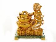Estátua de Macaco Dourado Feng Shui Ingot 20x10x10 cm Estátua de Macaco Dourado Feng Shui Ingot 20x10x10 cm