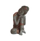 Estatua Decorativa Tailandesa Zen Cinza do Buda Dormindo Tranquilo e Sereno de Ornamento feita em Resina 17x14cm