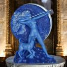 Estátua Deusa Diana ou Ártemis Azul Resina Artesanal