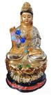 Estátua Deusa Kuan Yin Na Flor Lótus Resina Decoração 10cm