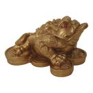 Estátua dourada do sapo Lucky Money do Feng Shui de três pernas