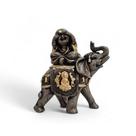 Estátua Elefante com Buda 18cm Gesso Cinza Decoração Espiritual e Ambientes VÁRIAS VARIEDADES