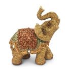 Estátua Elefante Dourado Brilhante e Detalhes Coloridos 16cm