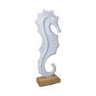 Estátua Enfeite Metal Branco Cavalo Marinho Decoração Casa