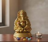 Estátua - Escultura Ganesha com Japamala - Deus Da Prosperidade- 7 Chakras
