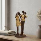 Estátua Família Gêmeos Marrom e Dourada 27cm Presente Criativo Decoração Sala VÁRIAS VARIEDADES