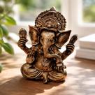 Estatua Ganesha resina 19cm Marrom Prosperidade E Sabedoria