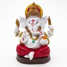 Estátua Ganesha Sentado Branco Resina 11 cm