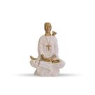 Estátua Imagem Decorativa São Francisco Assis Meditando - Em Gesso 20 Cm