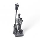 Estátua Imagem Zé Pilintra Poste Prata e Preto 22 cm Estátua Imagem Zé Pilintra Poste Prata e Preto 22 cm