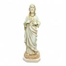 Estátua Jesus Cristo Fé e Amor de Resina Branca 29 cm