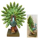 Estátua Pavão Resina Estatueta Escultura Decoração Luxo Casa