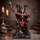 Estátua Rei Caveira No Trono Exu Gótico Resina Imponente ! Realista Estátua Rei Caveira No Trono Exu Gótico Resina Imponente ! Realista