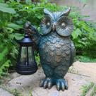 Estátua solar de coruja de jardim GUANFU Decoração de lanterna ao ar livre