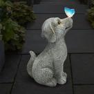 Estátua solar de jardim WENYLE Dog com luzes de borboleta Estátua solar de jardim WENYLE Dog com luzes de borboleta