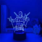 Estatueta 3D de Deadpool Night Light alimentada por USB com base acrílica