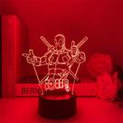 Estatueta 3D de Deadpool Night Light alimentada por USB com base acrílica