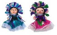 Estatueta ALKIMIA INC, bonecas de pano mexicanas feitas à mão, 18 cm, pacote com 2