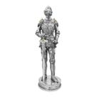 Estatueta Cavaleiro Medieval Prateado com Espada Decorativo 35cm