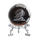 Estatueta Crystal Wolf ZEERSHEE, bola laser de vidro de 60 mm