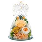 Estatueta de Anjo com Rosa Preservada TranquilBliss Champagne com LED