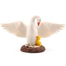 Estatueta de cisne realista com patinho bebê em PVC de 13 cm