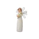 Estatueta de escultura em resina de anjo sem rosto com gato de 16 cm